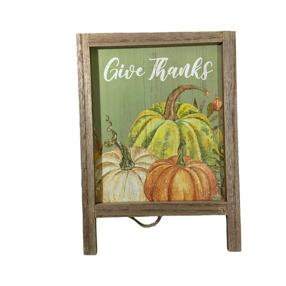 Autumn Give Thanks Write on Blackboard 2 Sides Table Counter Decor Wood Easel - Picture 11 of 16